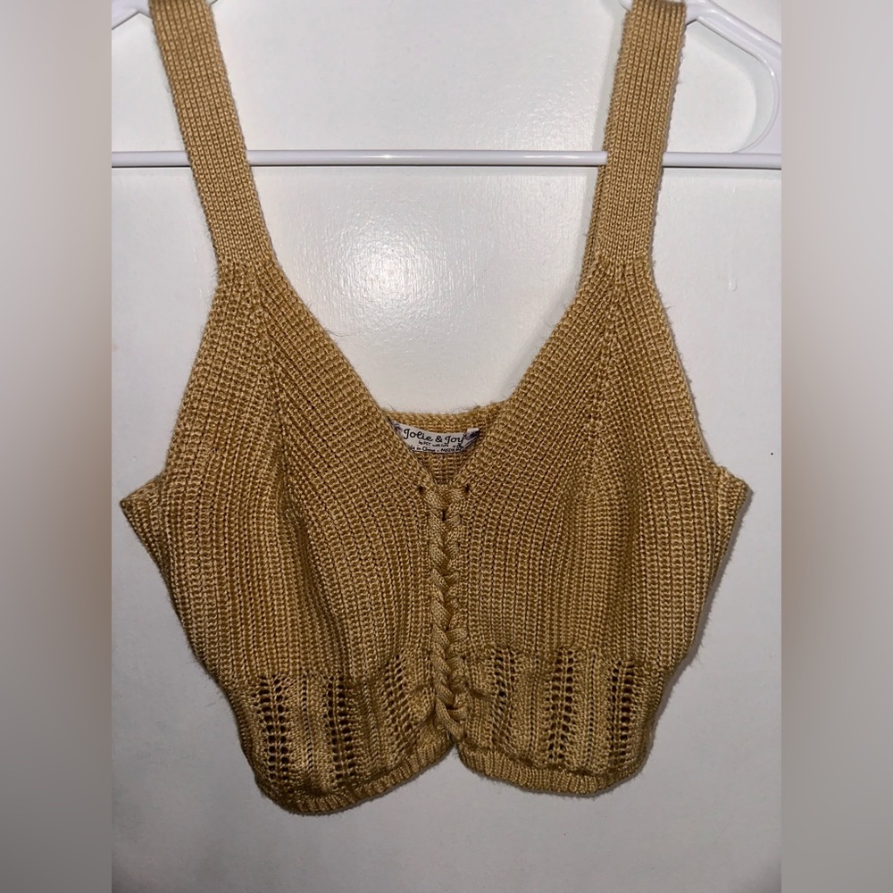 Jolie & Joy Knit Tank Crop Top Tan Size Medium